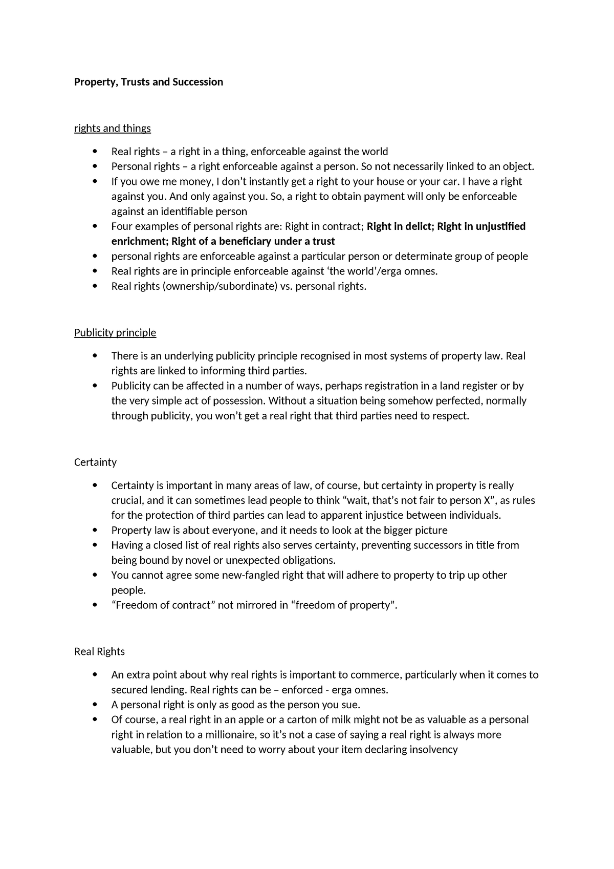 PTS Lecture Notes - Property, Trusts and Succession rights and things ...