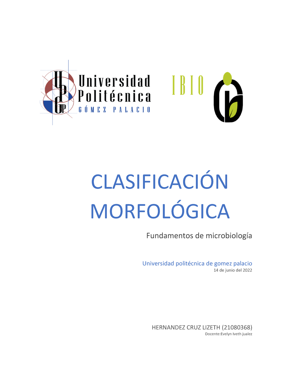 Clasificación Morfológica 14 De Junio Del 2022 - CLASIFICACI”N MORFOL ...