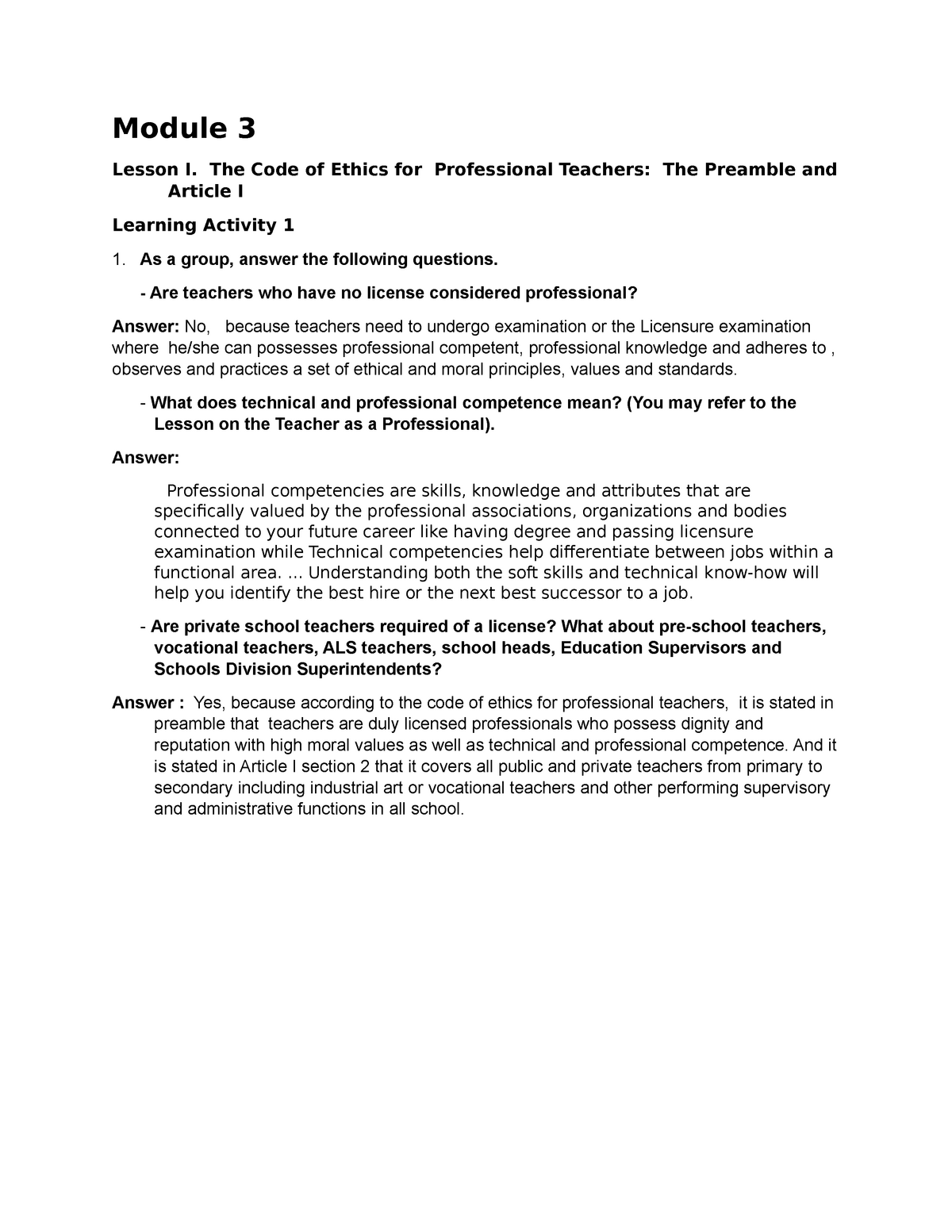 The Teaching Profession Module 3 Facilitating Learner Centered Teaching Pangsu Studocu