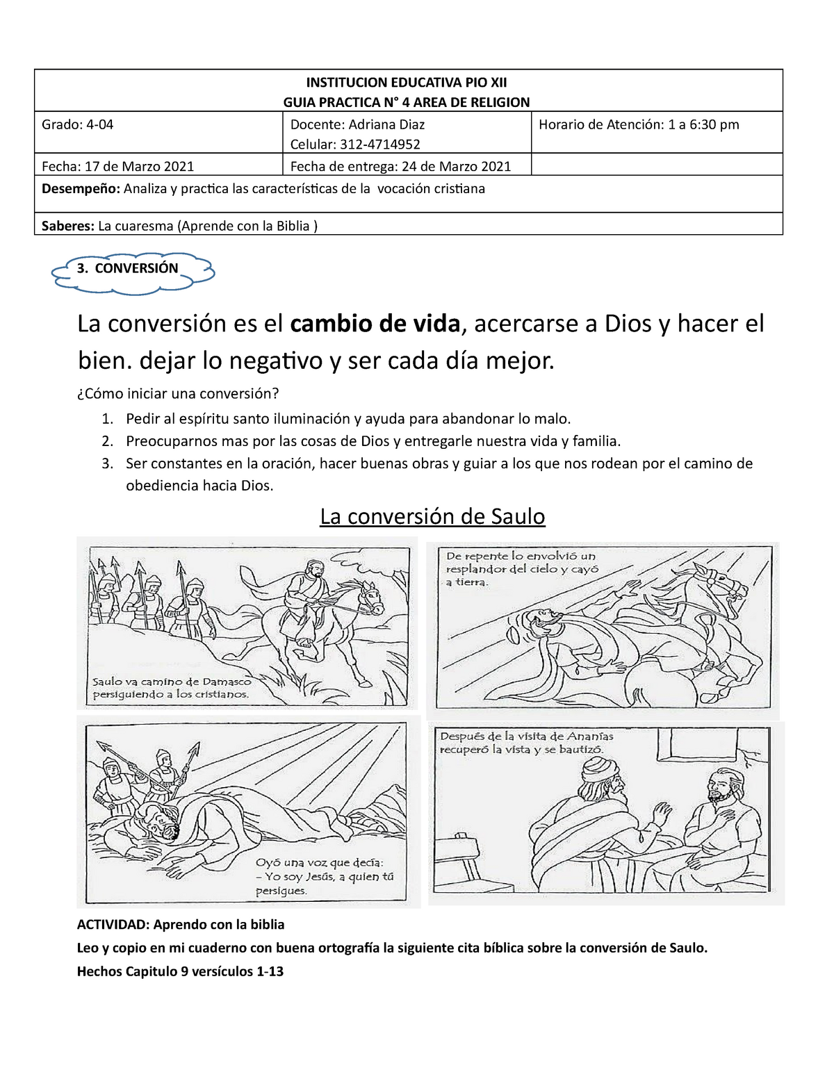 Guia De Religion Numero 5 Institucion Educativa Pio Xii Guia Practica N° 4 Area De Religion 5197