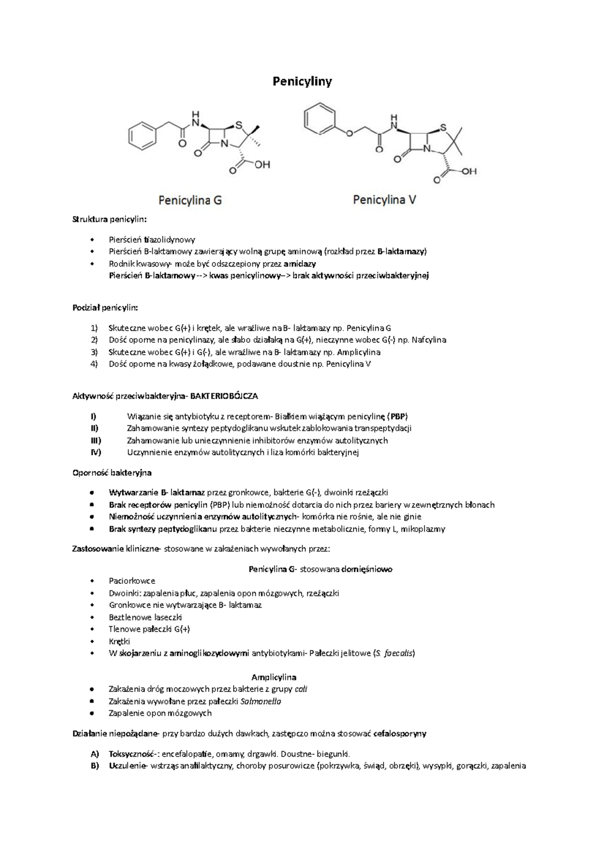 Antybiotyki Mikrobiologia Antybiotyki Penicyliny Struktura Penicylin 