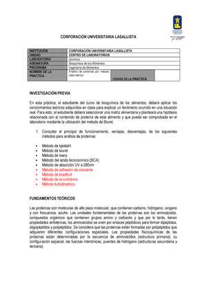 Practica 1 Analisis De Proteinas Studocu