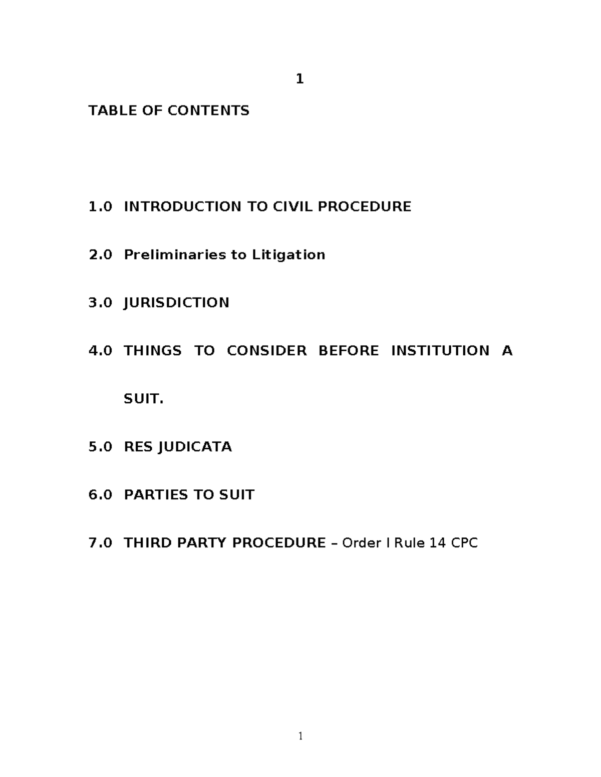 Civil Procedure Manual - 1 TABLE OF CONTENTS 1 INTRODUCTION TO CIVIL ...