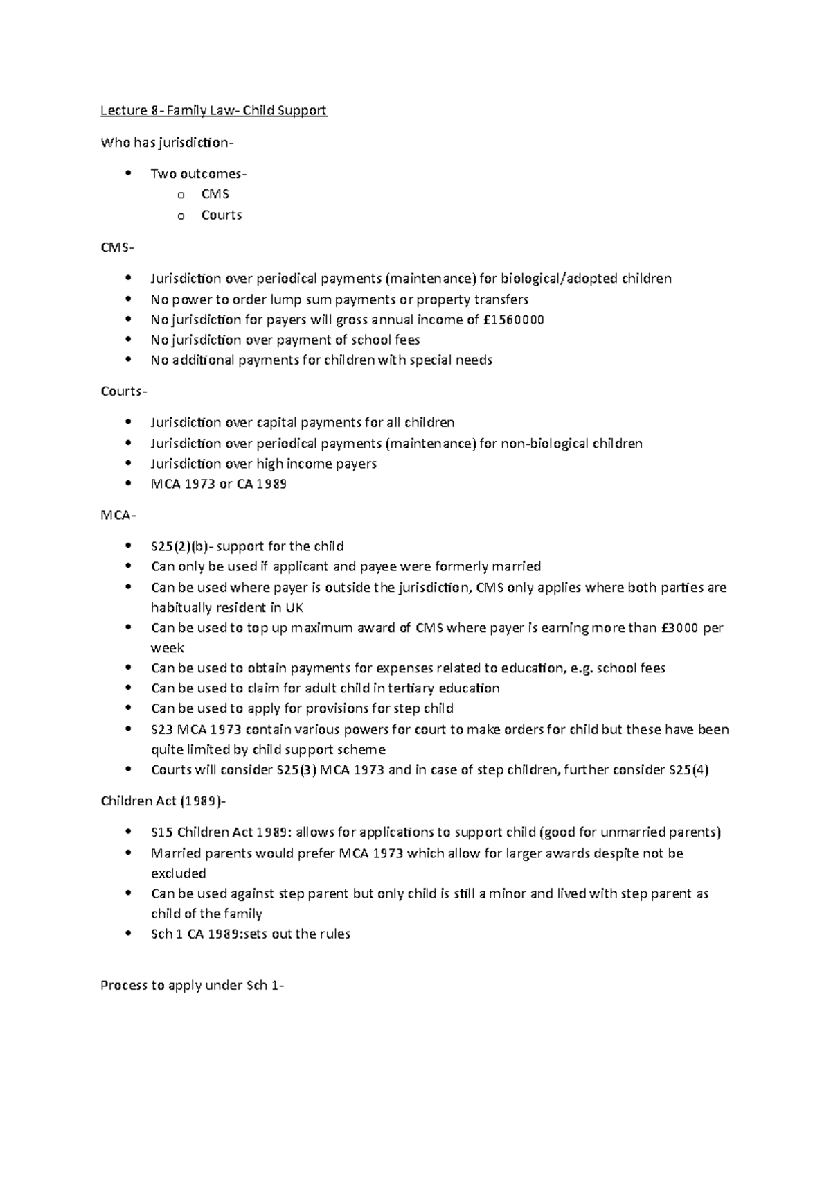 Lecture 8 Lecture 8 Family Law Child Support Who has jurisdiction