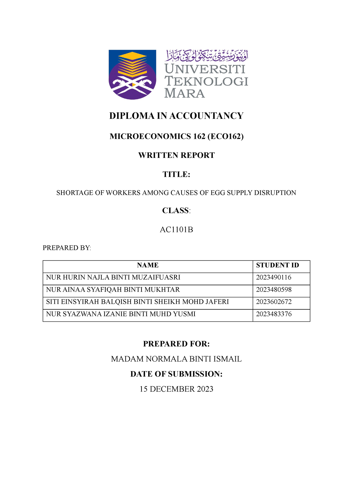 eco162 assignment report 2021