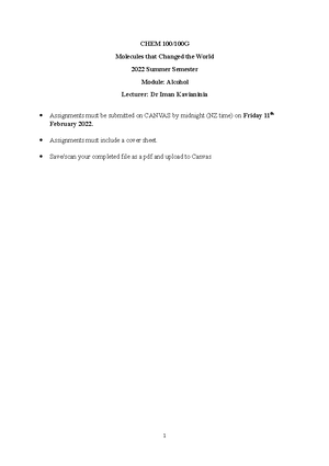 CHEM 100100 G - Gold Assignment cover sheet-combined - SCIENCE CHEM 100 ...