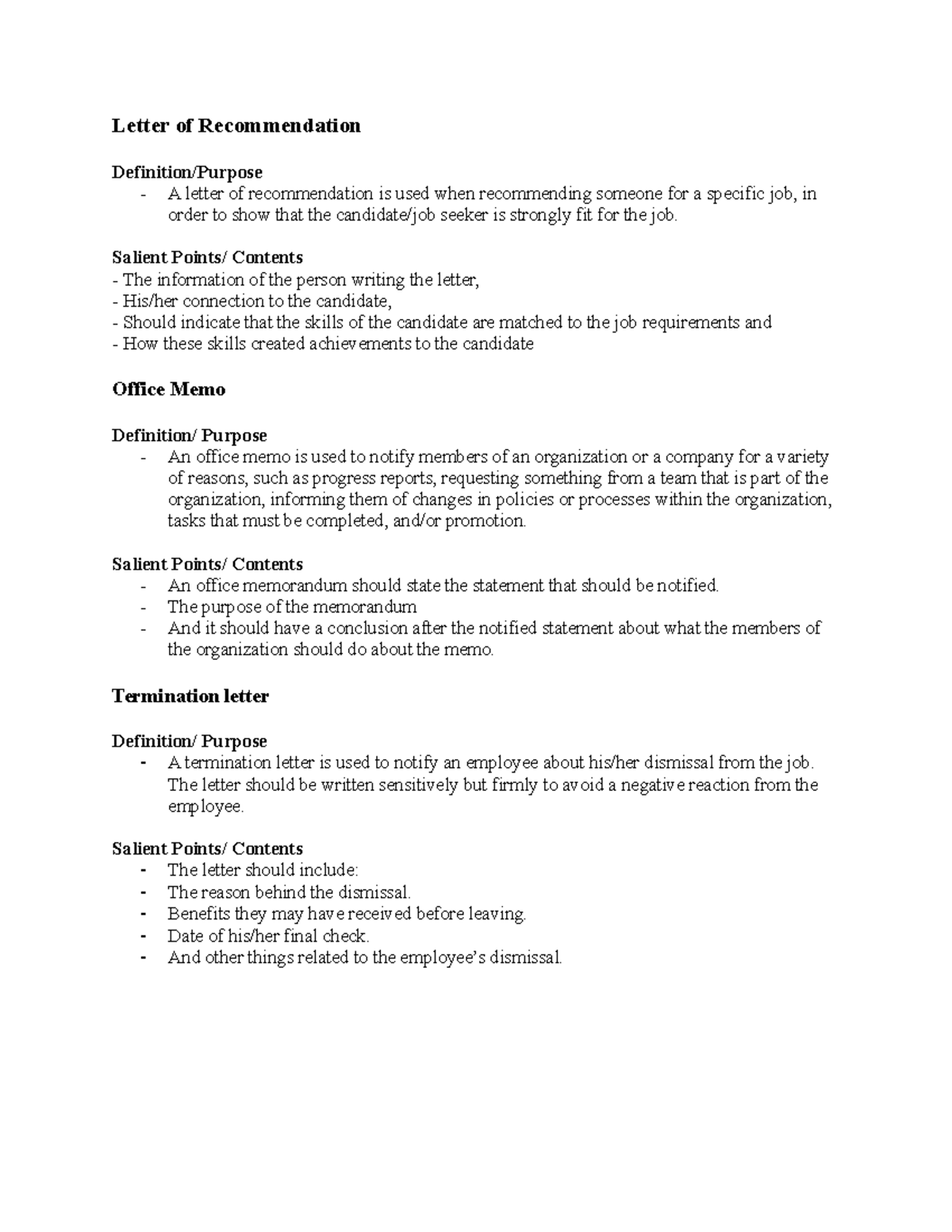 Definitions definition and example Letter of