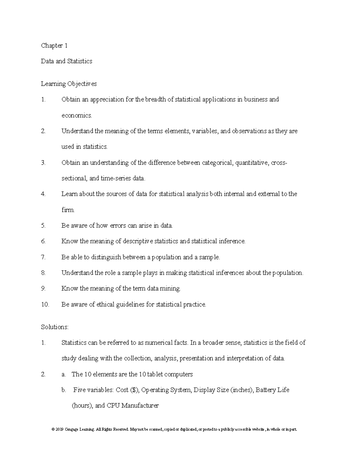 Chapter 01 - Business Statistics - Chapter 1 Data And Statistics ...