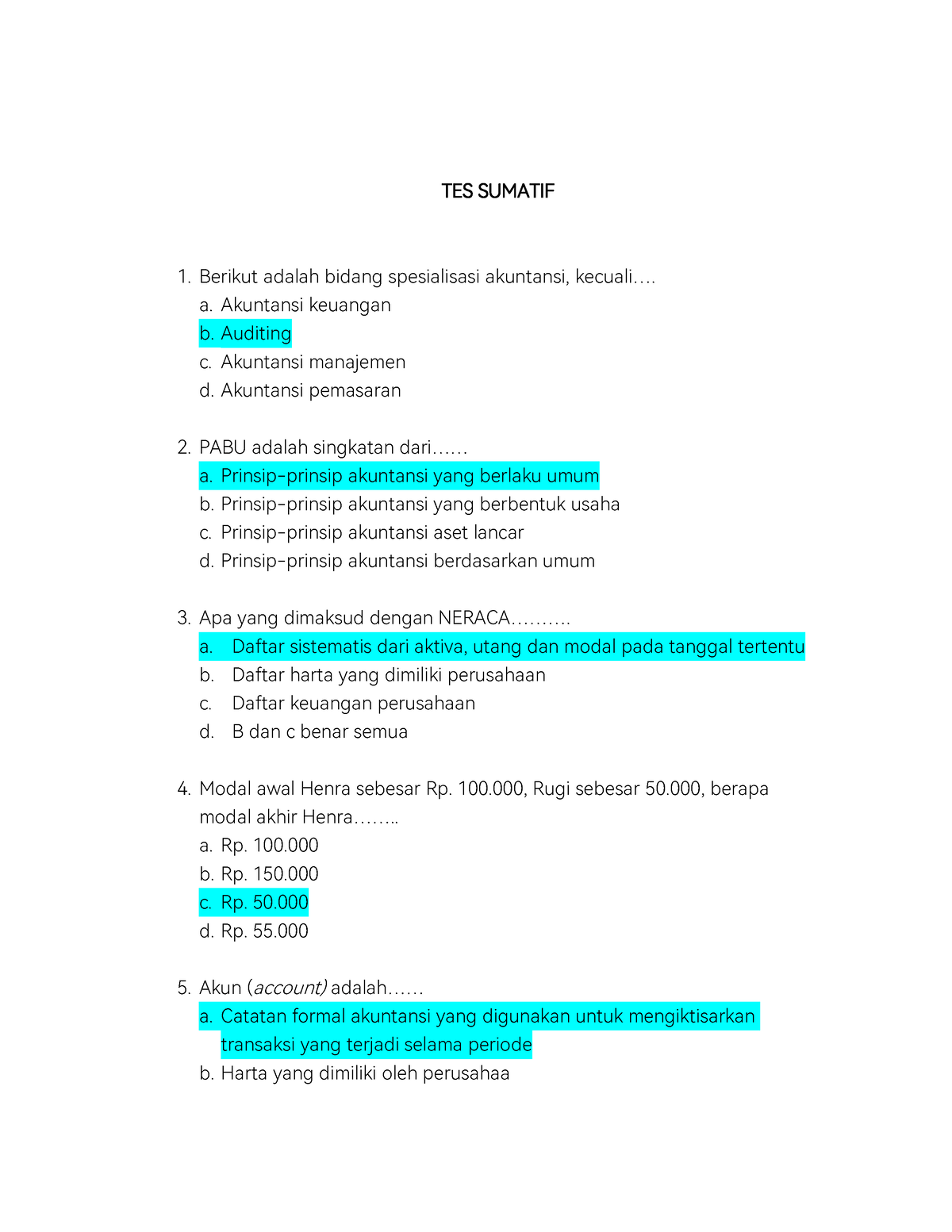 Tes Sumatif EKMA4115 + KJ - TES SUMATIF Berikut Adalah Bidang ...