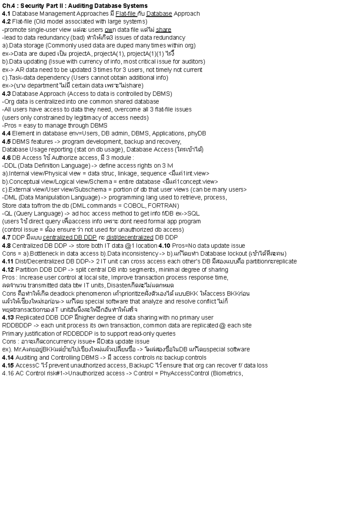 Page2 - Ch : Security Part II : Auditing Database Systems 4 Database ...
