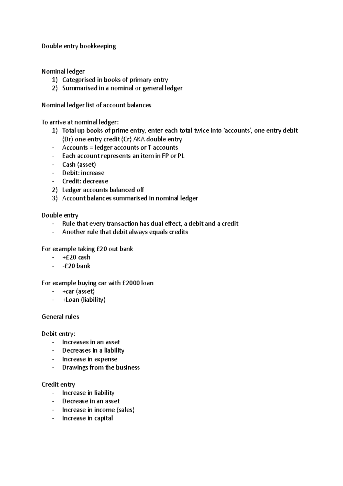 Double entry bookkeeping - Double entry bookkeeping Nominal ledger 1 ...