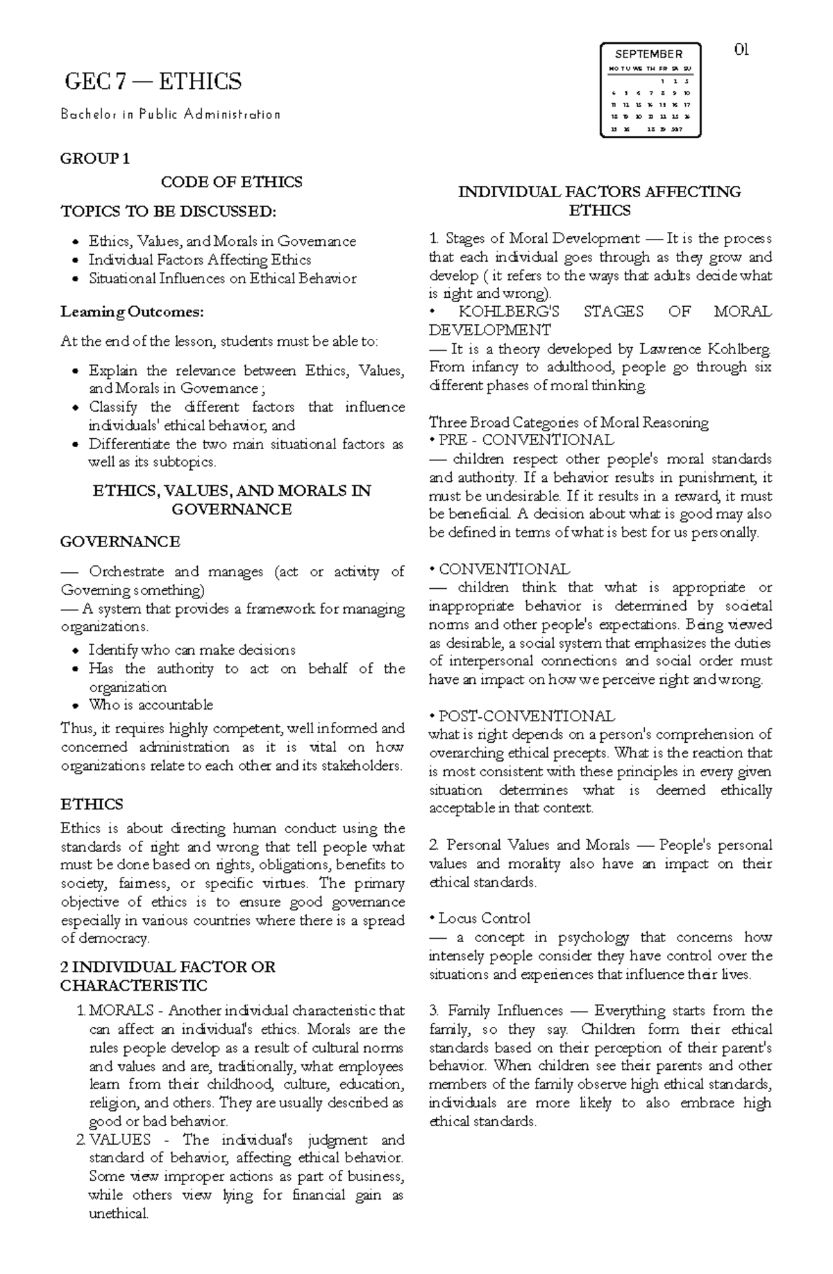 GEC 7 G 1 - none - 27 GEC 7 — ETHICS Bachelor in Public Administration ...