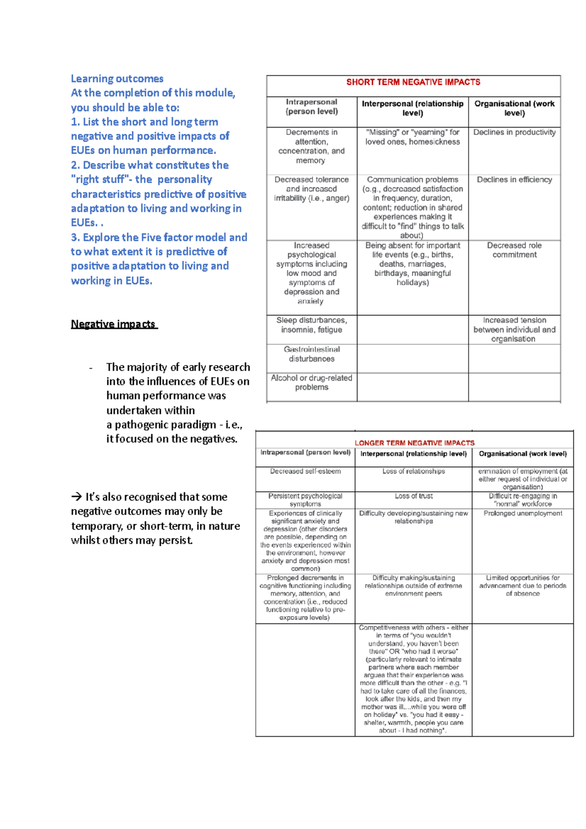 PSY336 week 3 - Lecture nnotes - Learning outcomes At the completion of ...