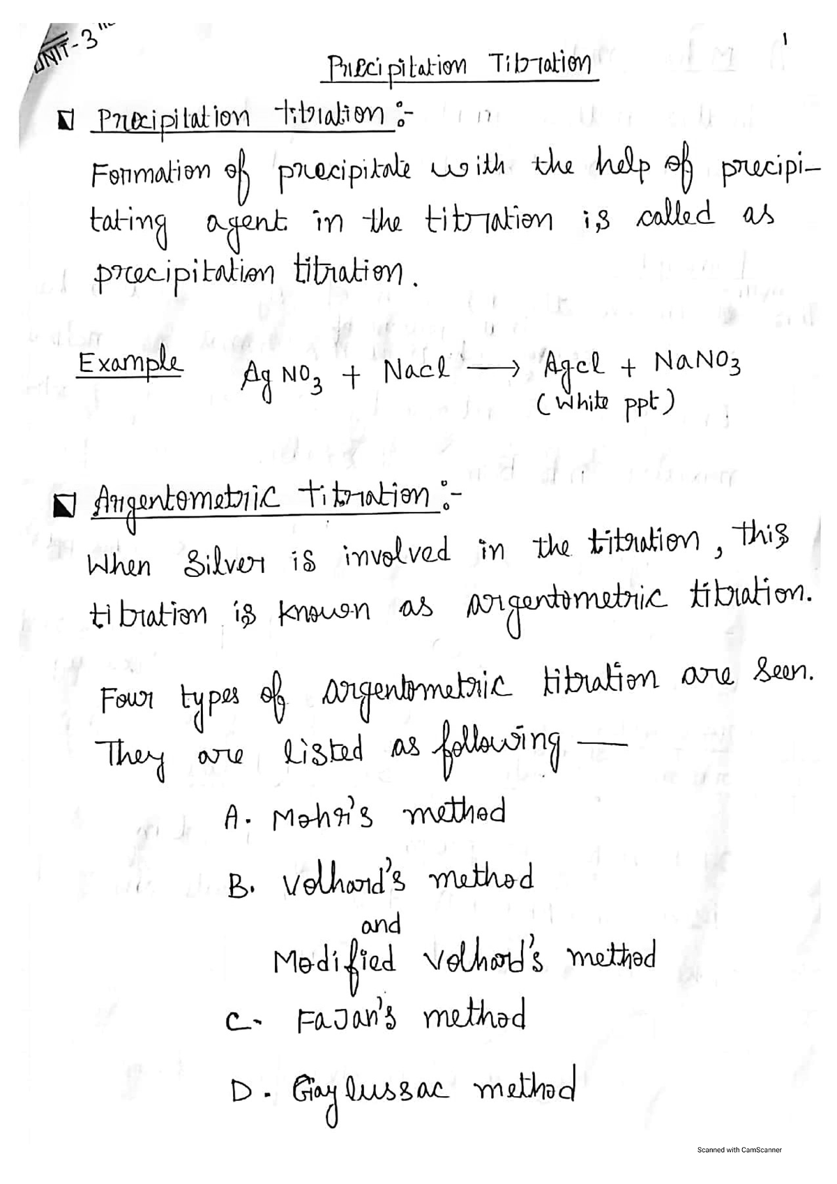 Precipitation Titration Notes - Pharmaceutical Analysis I – Theory ...