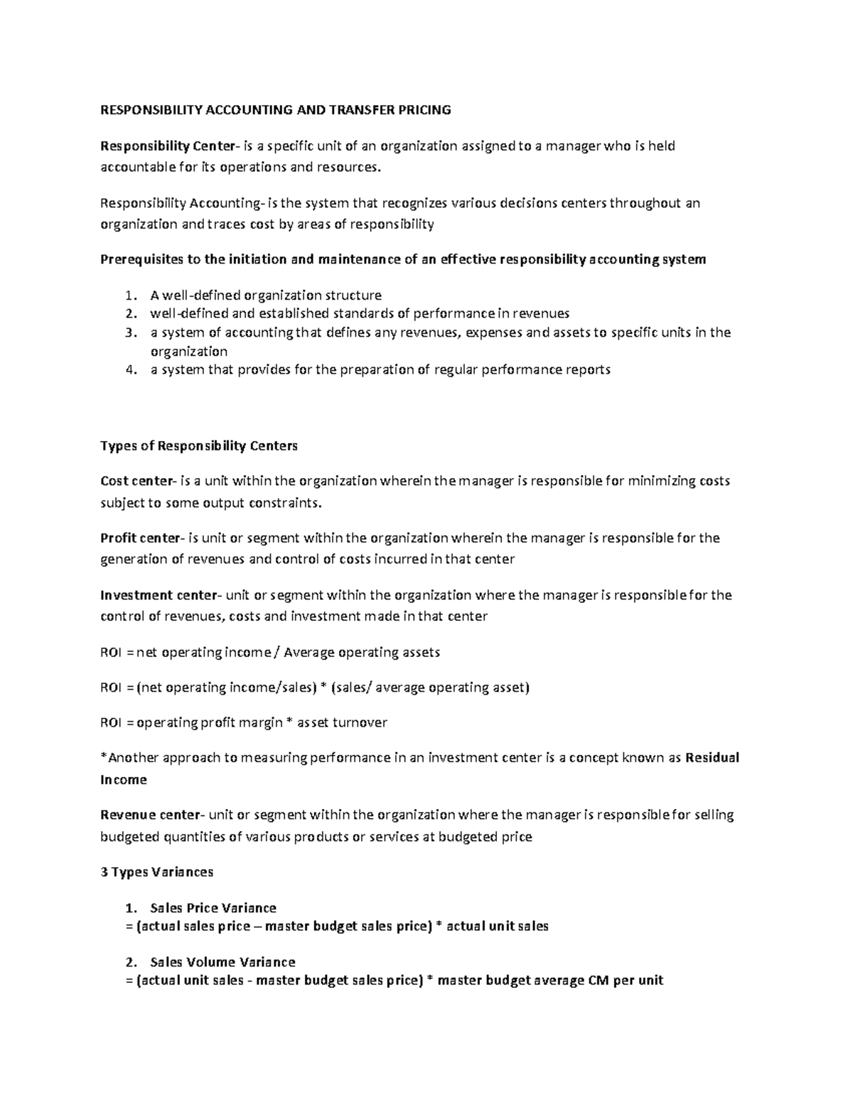 01 Responsibility Accounting Discussion - RESPONSIBILITY ACCOUNTING AND ...