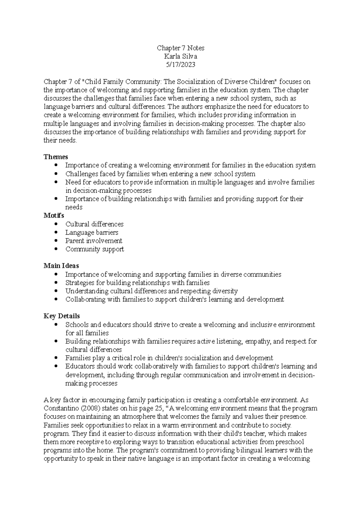 Chapter 7 Notes - Copy - Chapter 7 Notes Karla Silva 5/17/ Chapter 7 of ...