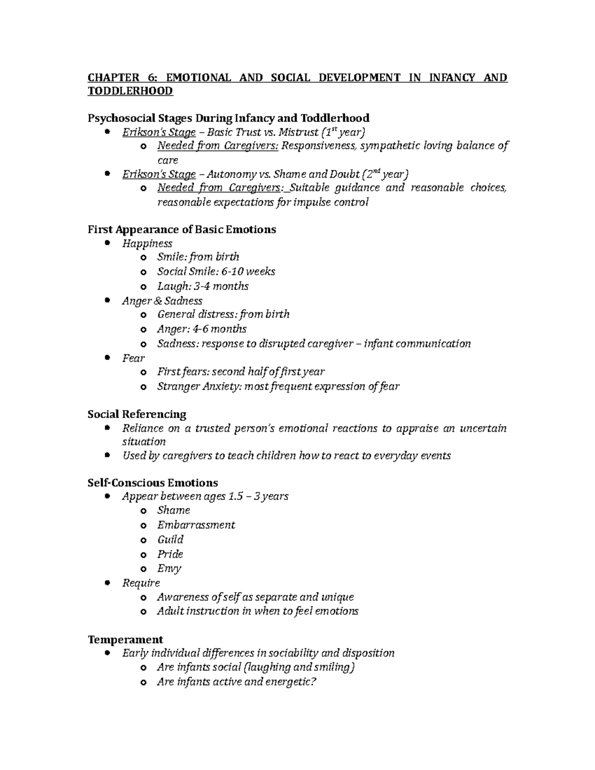 Psych 211 - CH6 - CHAPTER 6: EMOTIONAL AND SOCIAL DEVELOPMENT IN ...