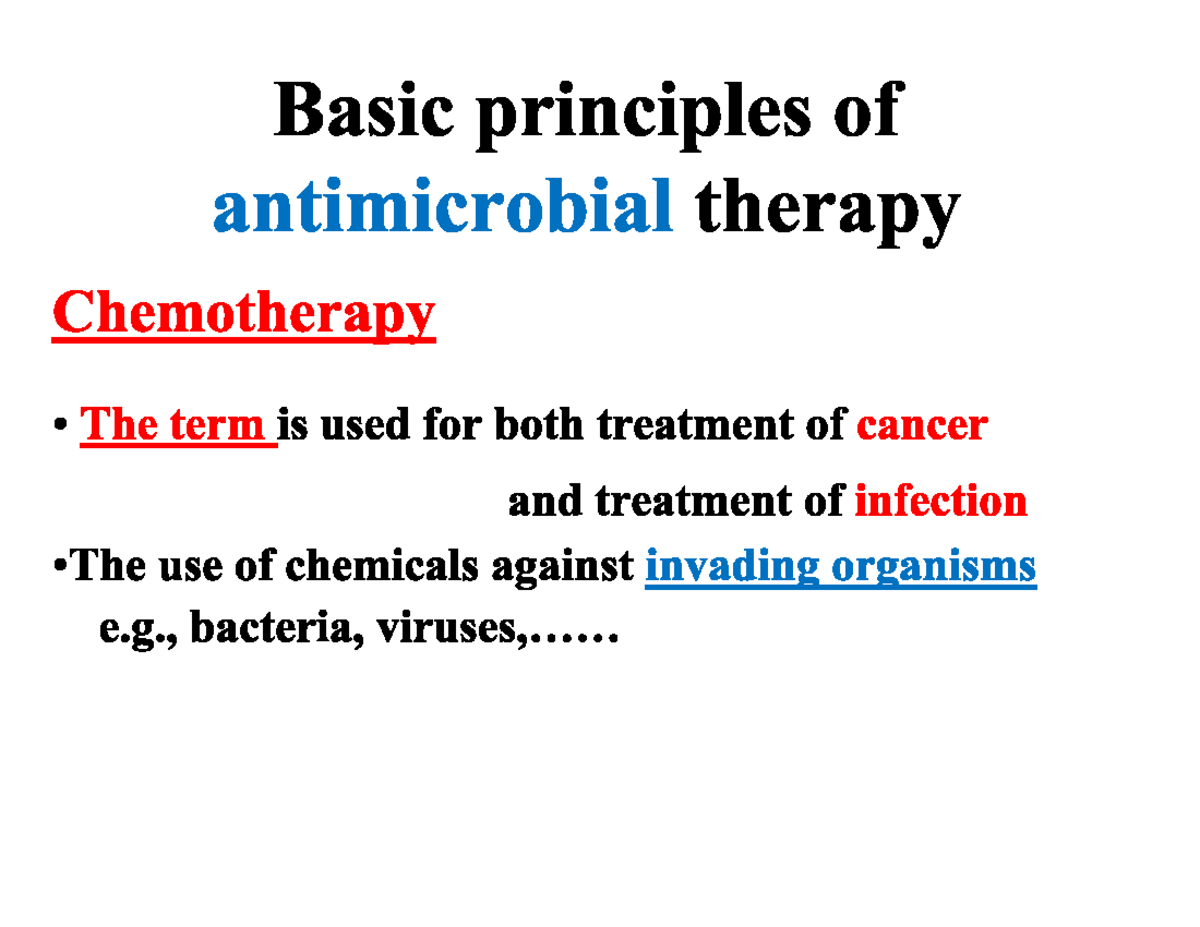 Antimicrobial therapy 1 Pharmacology Studocu