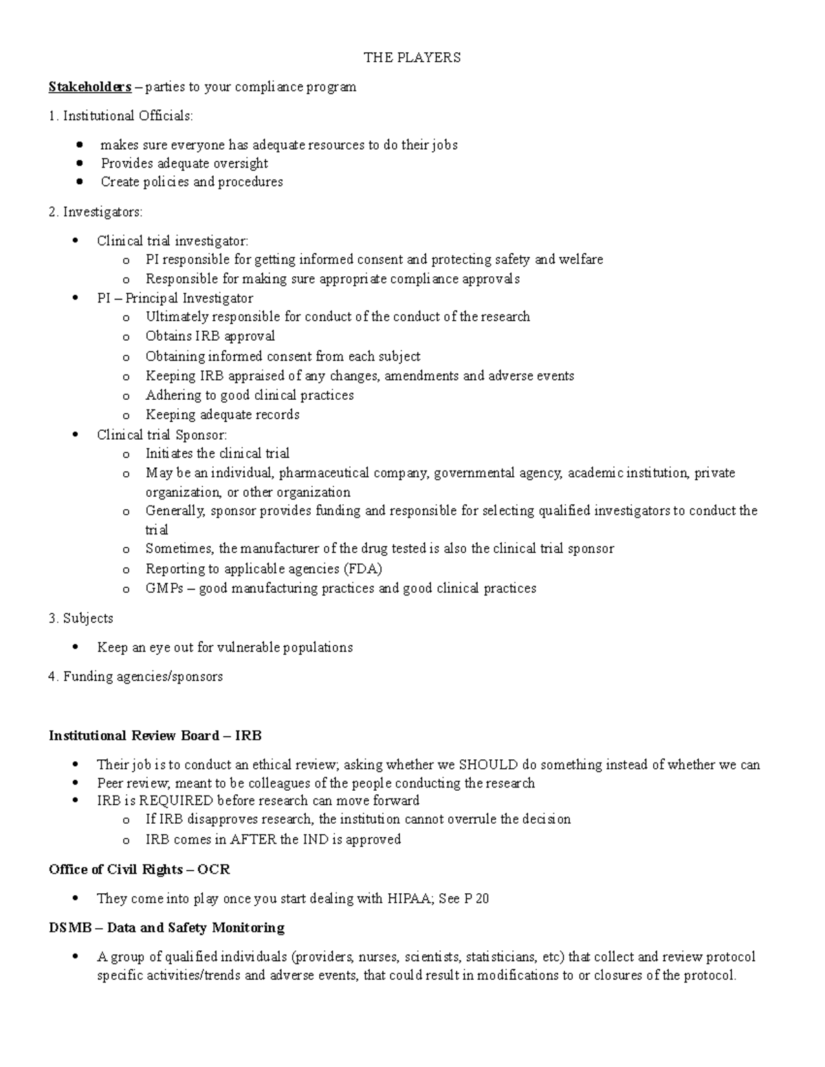 Life Sciences Cheat Sheet - The Players Stakeholders – Parties To Your 