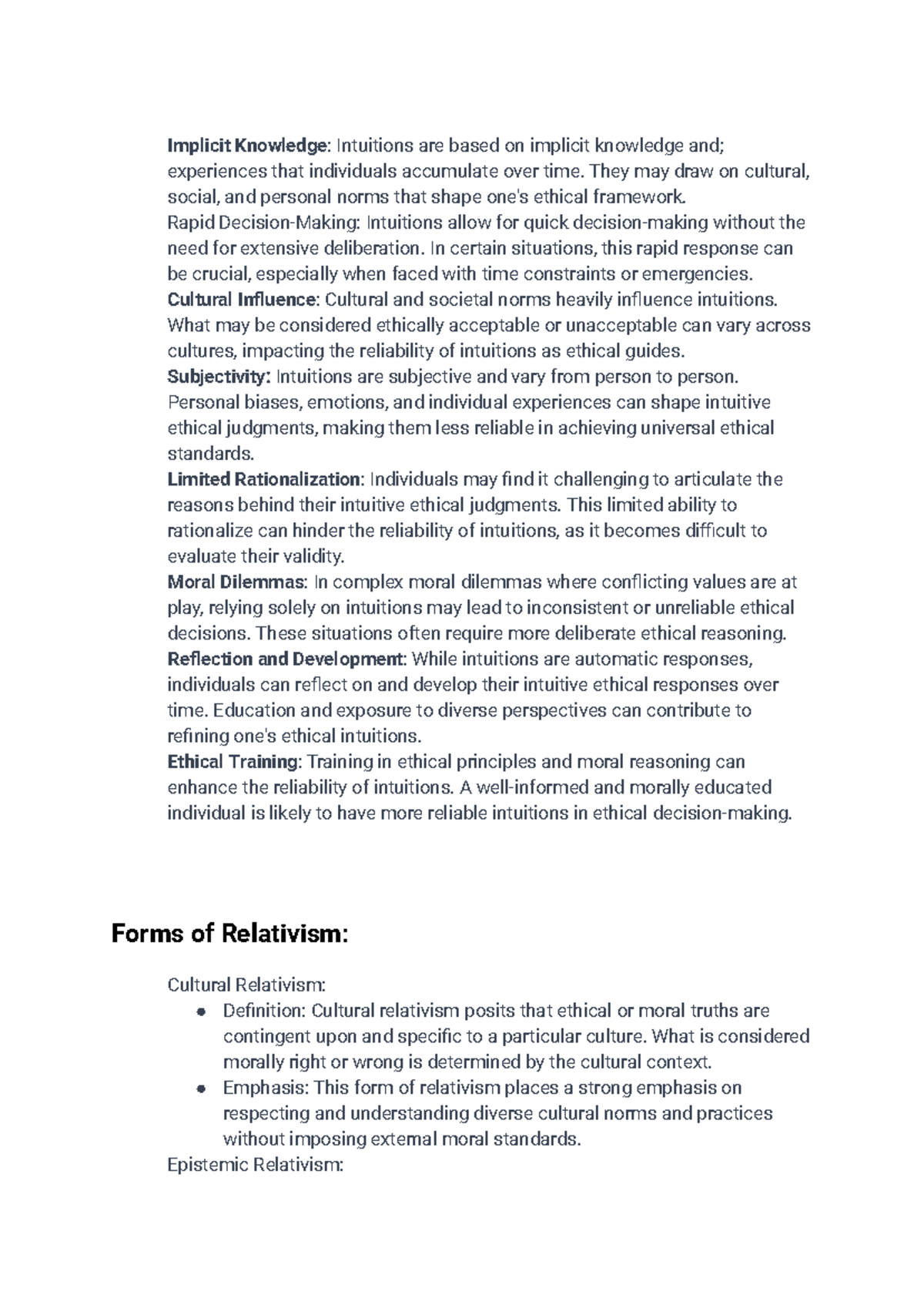 Engineering Ethics Quiz 2 Notes - Implicit Knowledge: Intuitions are ...