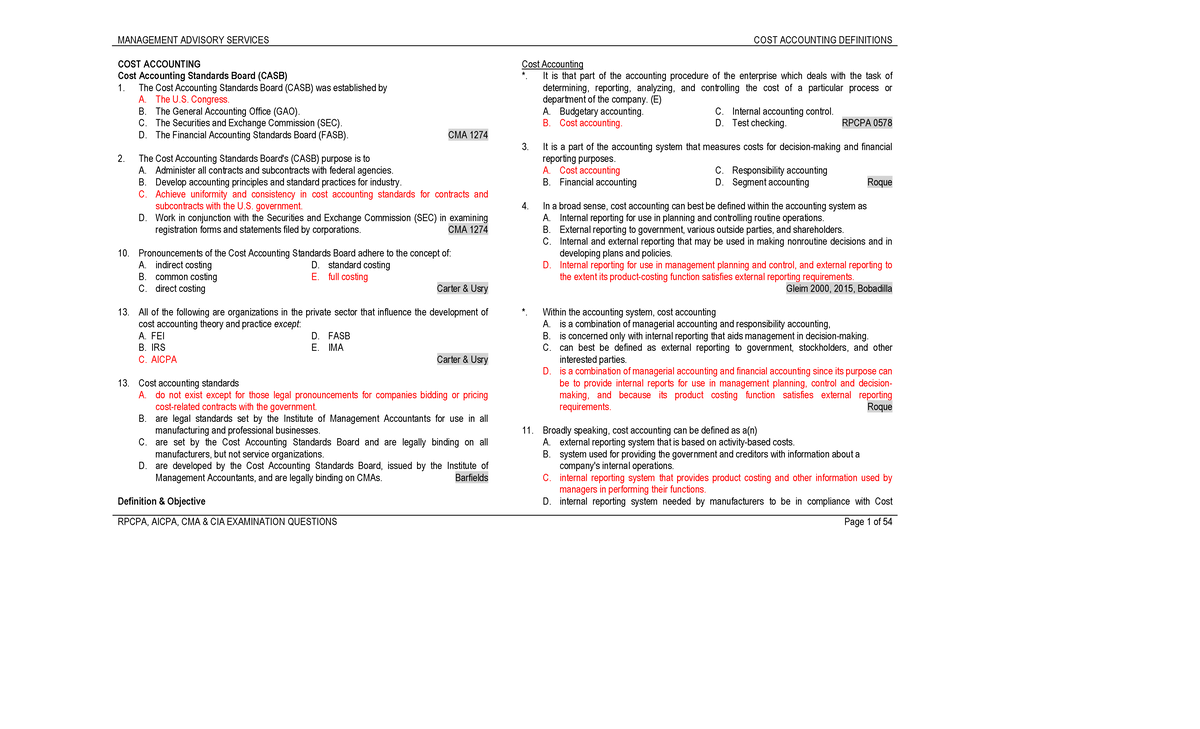 T01a Cost Accounting Overview Terminology COST ACCOUNTING Cost