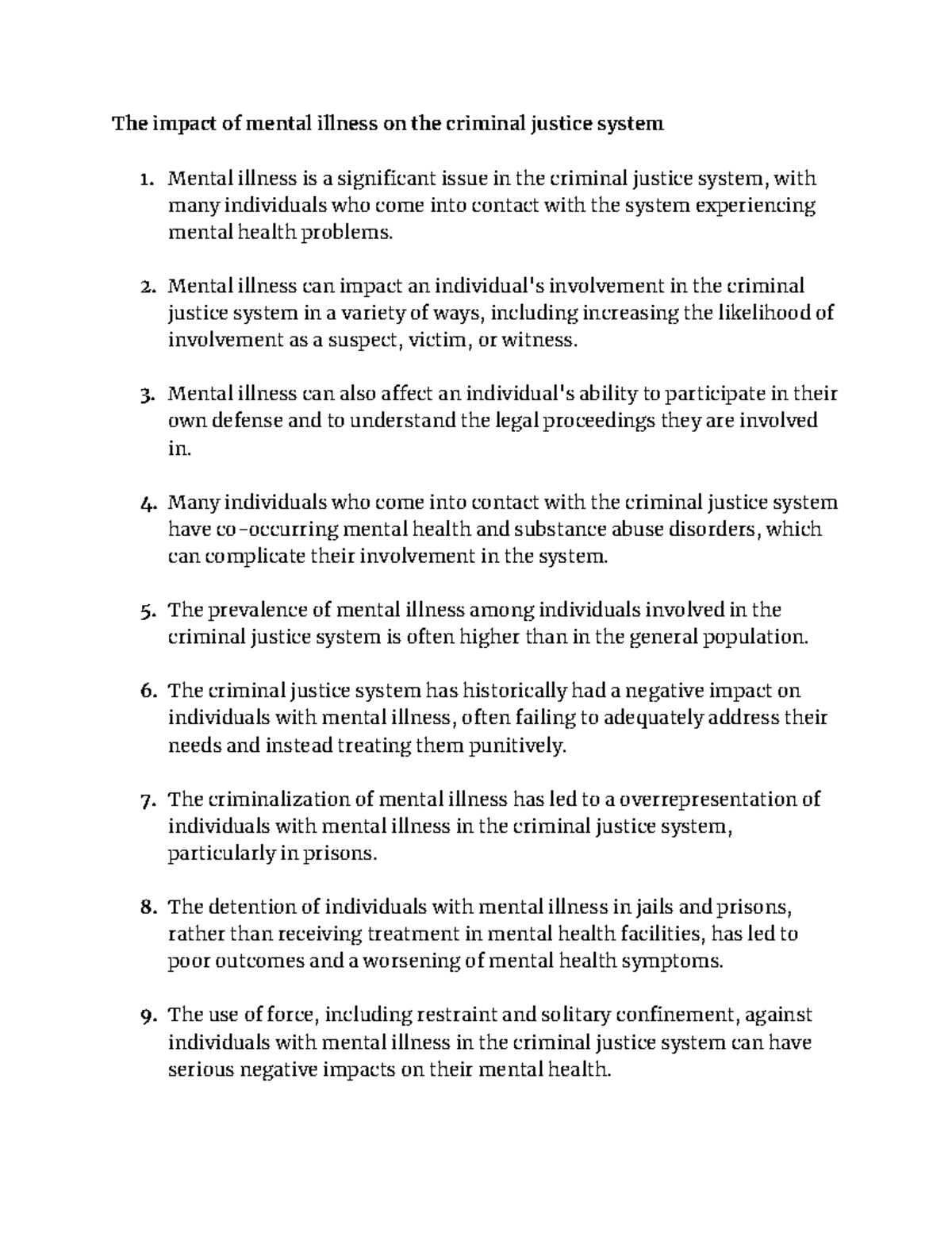 Mental Illness and Criminal Justice - The impact of mental illness on ...