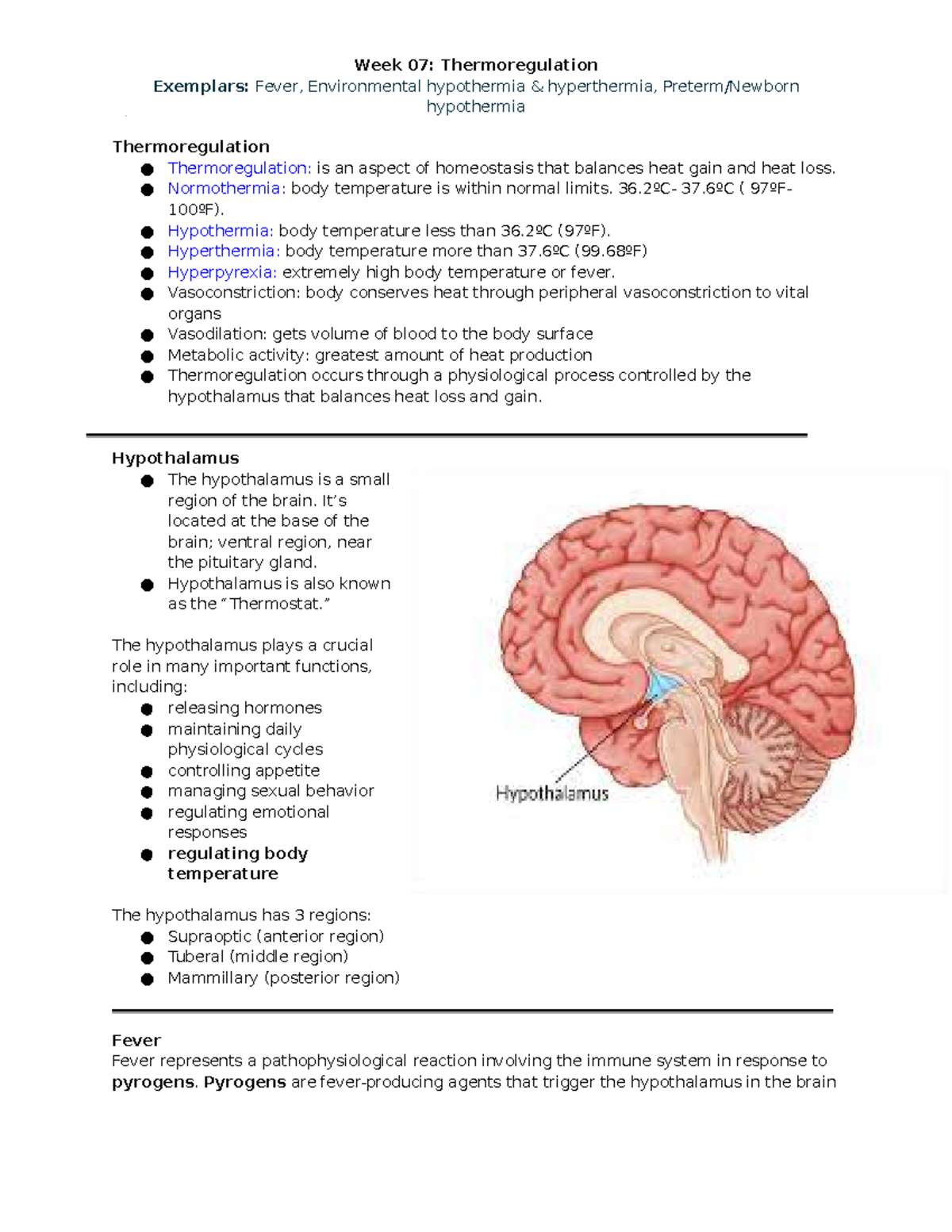 Thermoregulation - Normothermia: body temperature is within normal ...