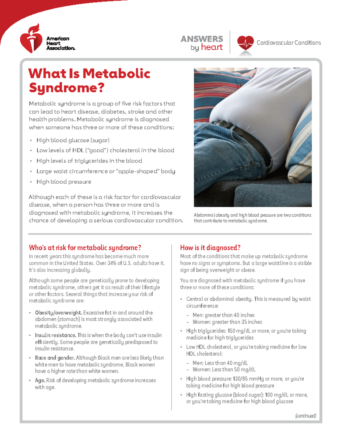 What Is Metabolic Syndrome Answers Cardiovascular Conditions By Heart