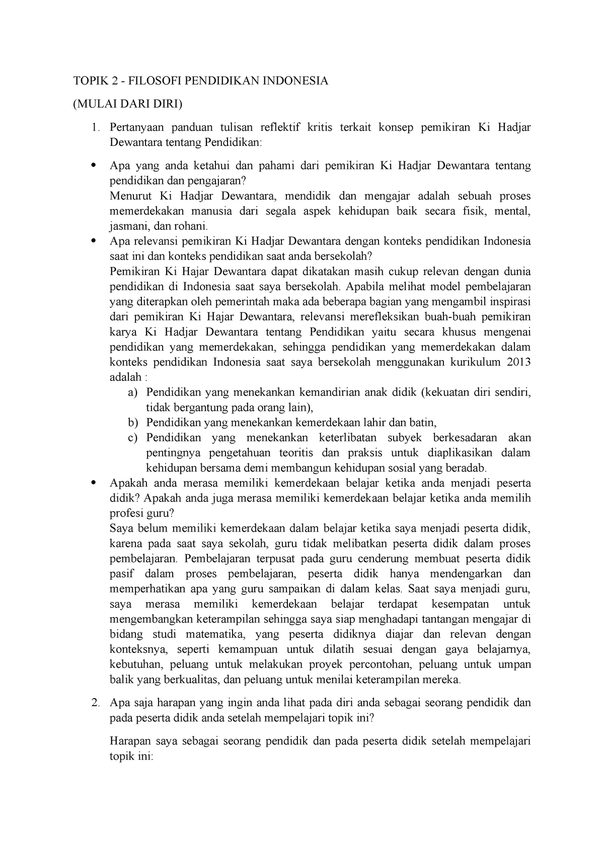 Topik 2 (Mulai Dari Diri) - TOPIK 2 - FILOSOFI PENDIDIKAN INDONESIA ...