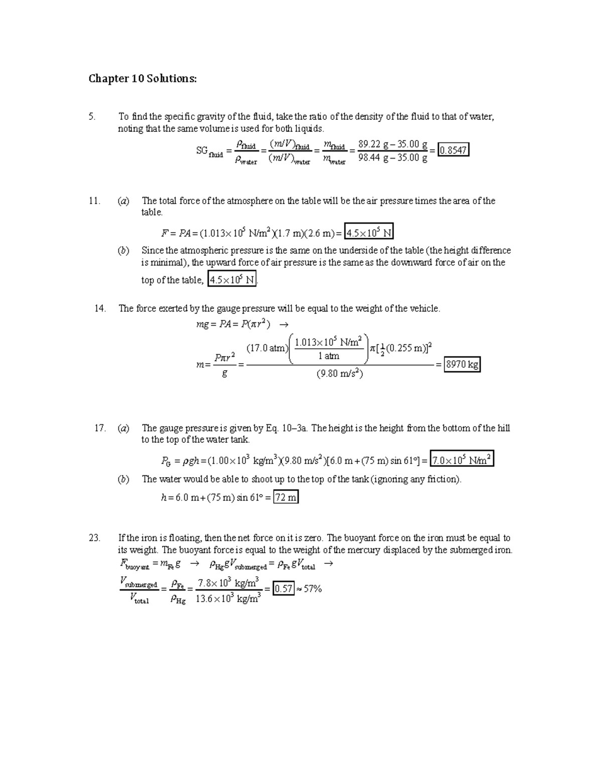Homework Assignment PHYS135a Chapter 10 Solutions To Find The