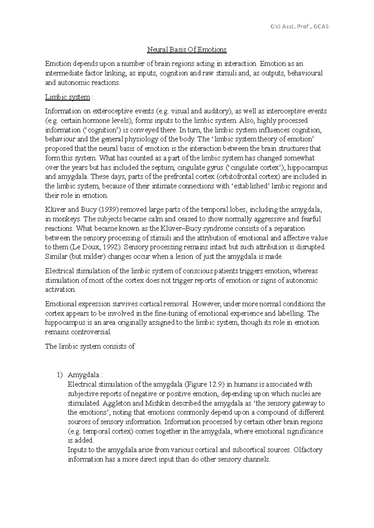 Neural basis of emotion - Neural Basis Of Emotions Emotion depends upon ...