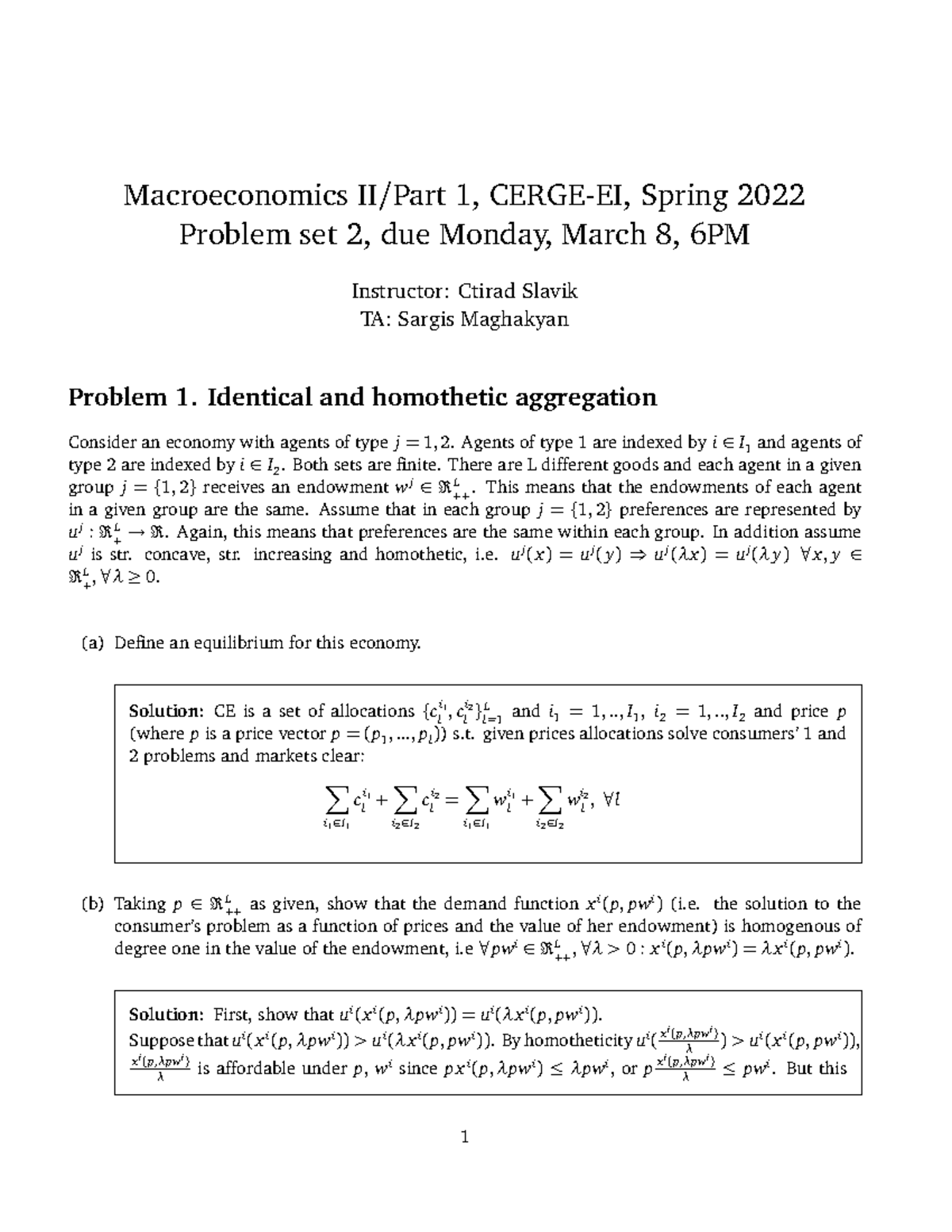 PS2 ss - Homework - Macroeconomics II/Part 1, CERGE-EI, Spring 2022 ...