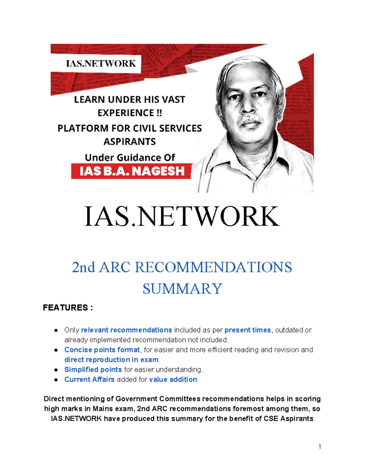 IAS. Network 2nd ARC Summary IAS 2nd ARC SUMMARY
