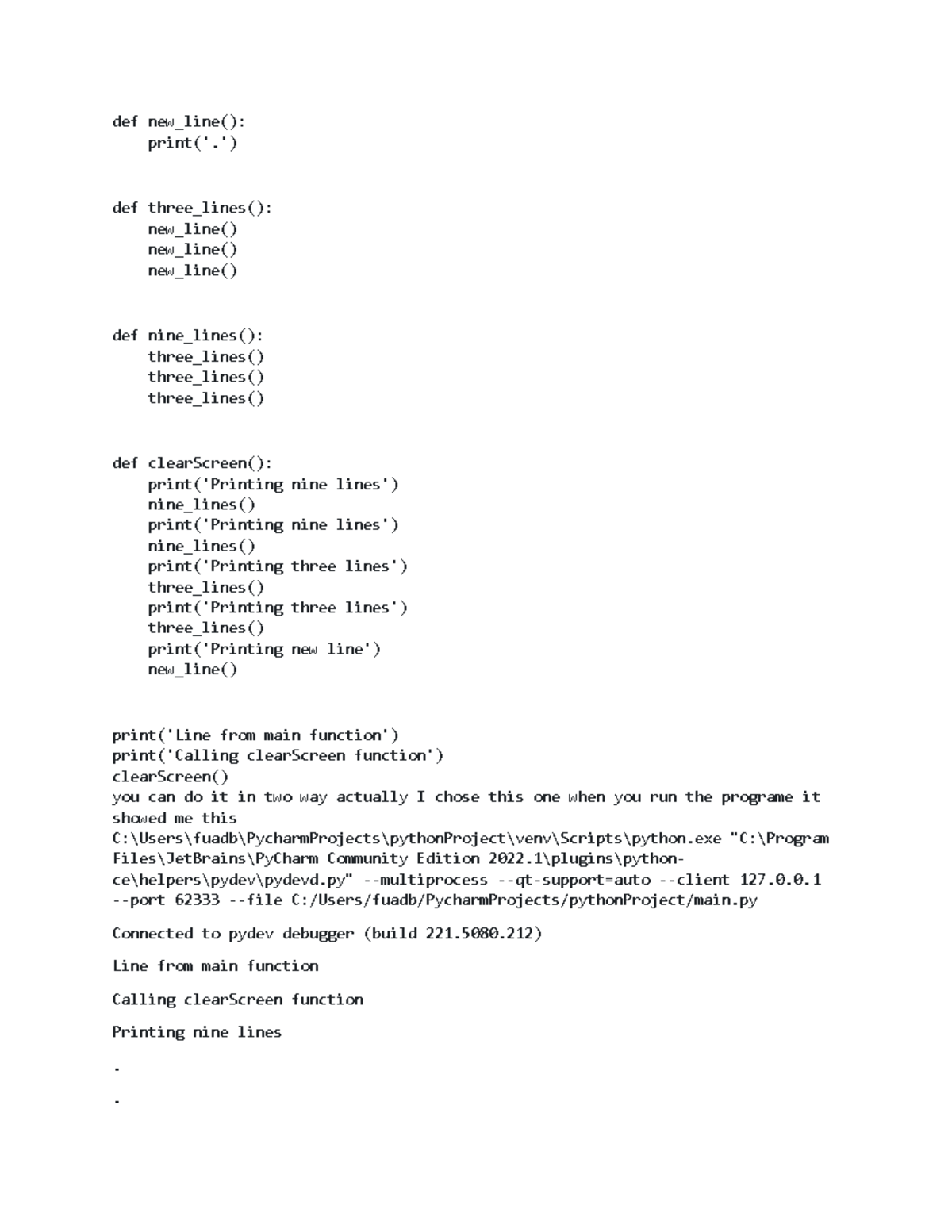 Document 16 - kcodin - def new_line(): print('.') def three_lines ...