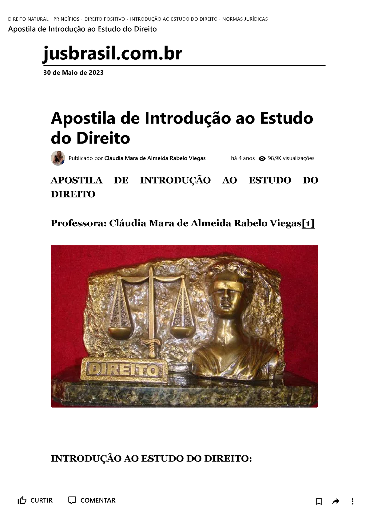 Apostila De Introdução Ao Estudo Do Direito Jusbrasil - Jusbrasil.com ...