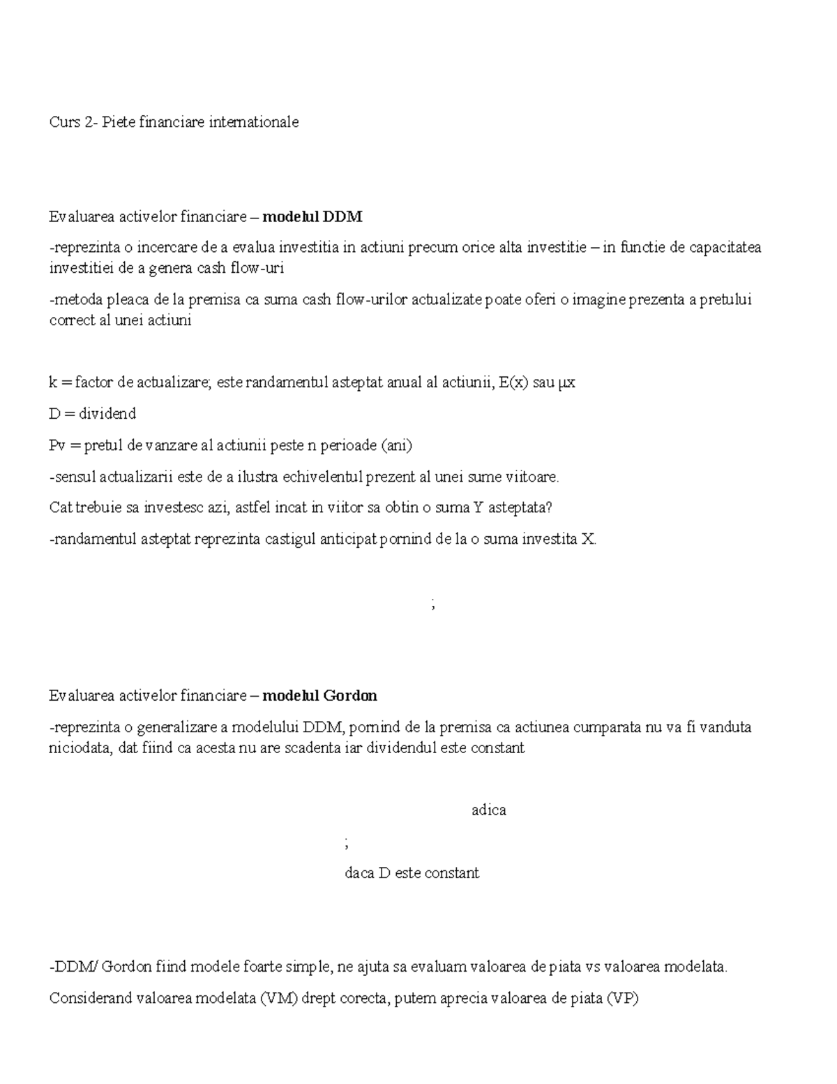 Cursul 2Piate financiare internationale Curs 2 Piete financiare