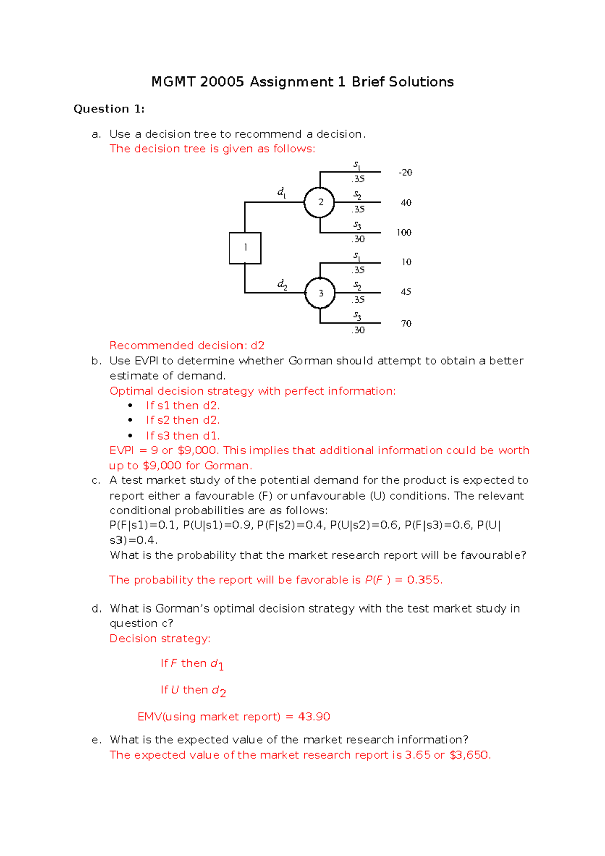 BDA Assignment 1 Brief Solutions - MGMT 20005 Assignment 1 Brief ...