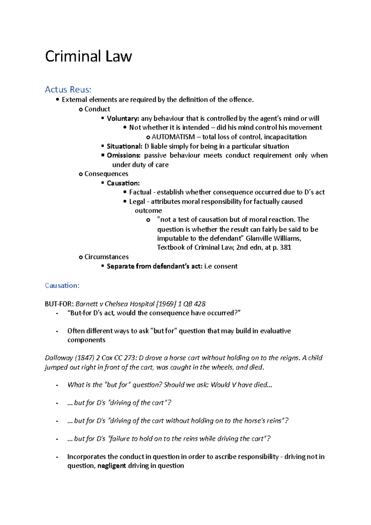 Criminal Law Revision - 1st Term - Criminal Law Actus Reus: External ...