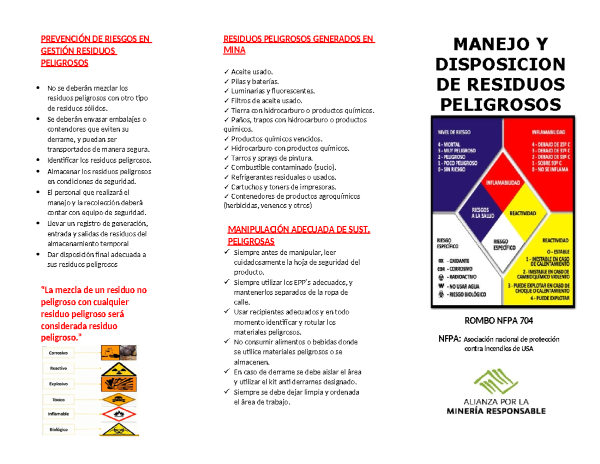 Tripticos Respel - Gestion de residuos peligrosos - PREVENCIÓN DE ...