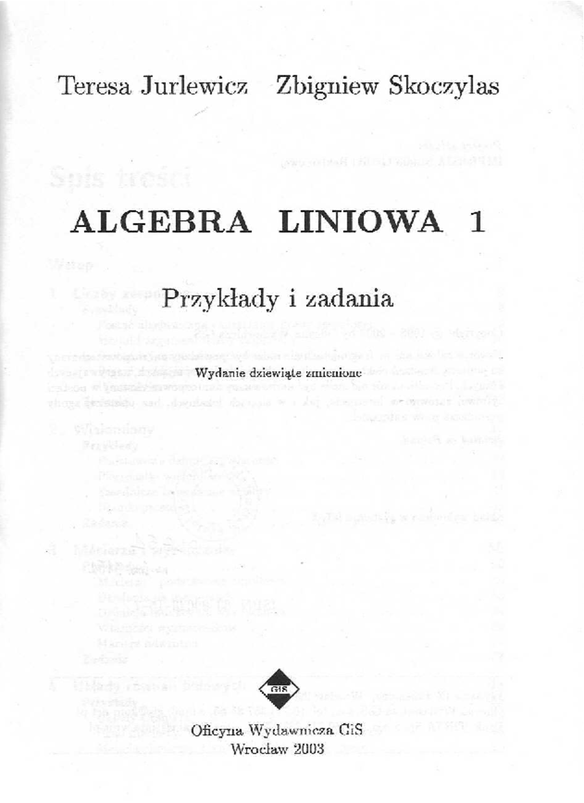 Algebra Liniowa 1 - Przyklady I Zadania Jurlewicz Skoczylas ...