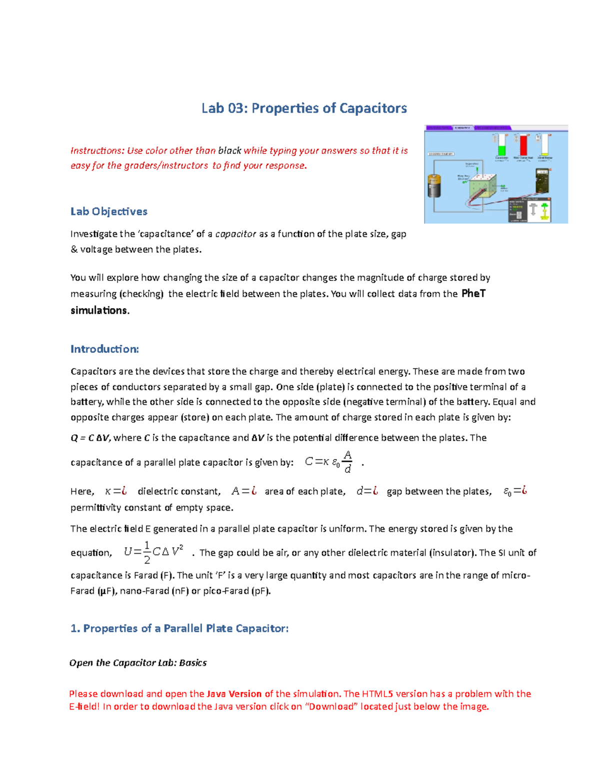 capacitor lab phet answers