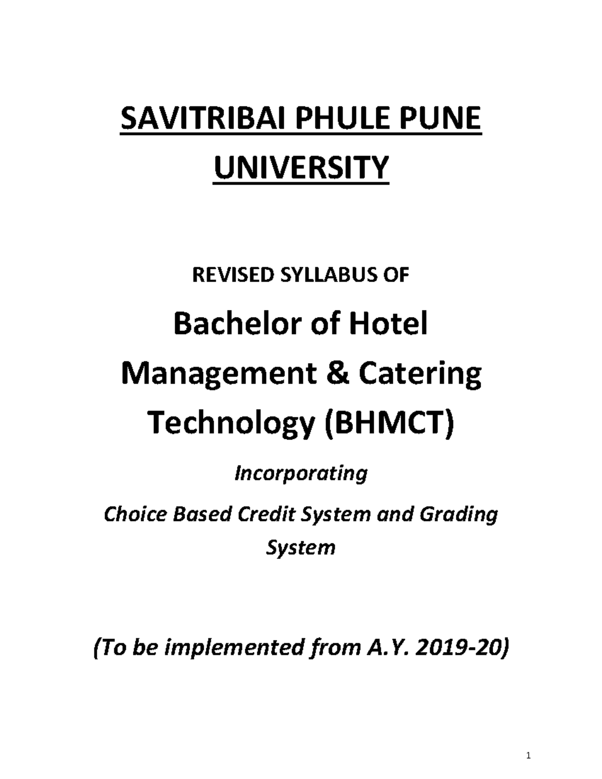 Bhmct Revised Syllabus From 2019 29.032019 - SAVITRIBAI PHULE PUNE ...
