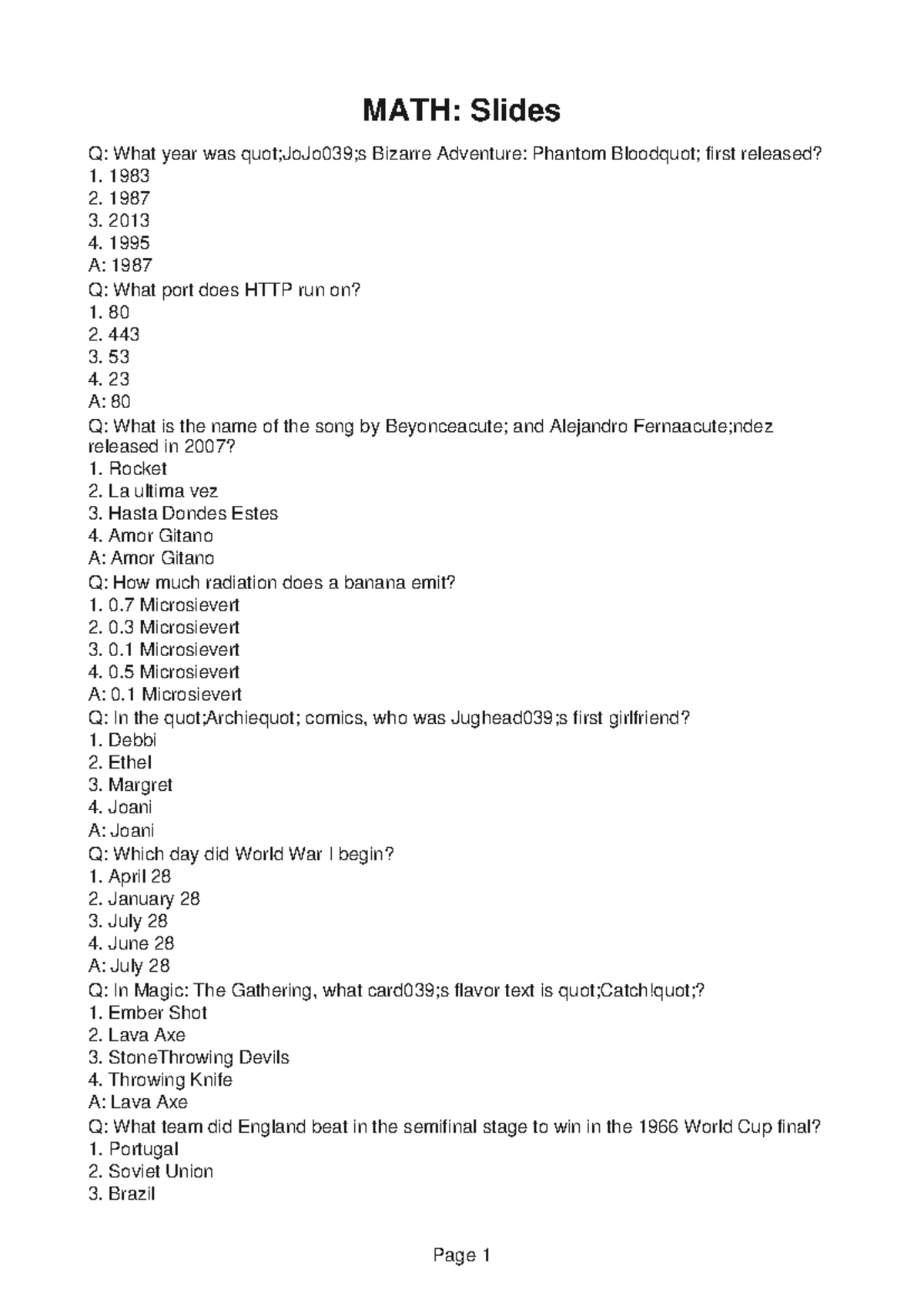 MATH192 Lecture 8 - MATH: Slides Q: What year was quot;JoJo039;s ...