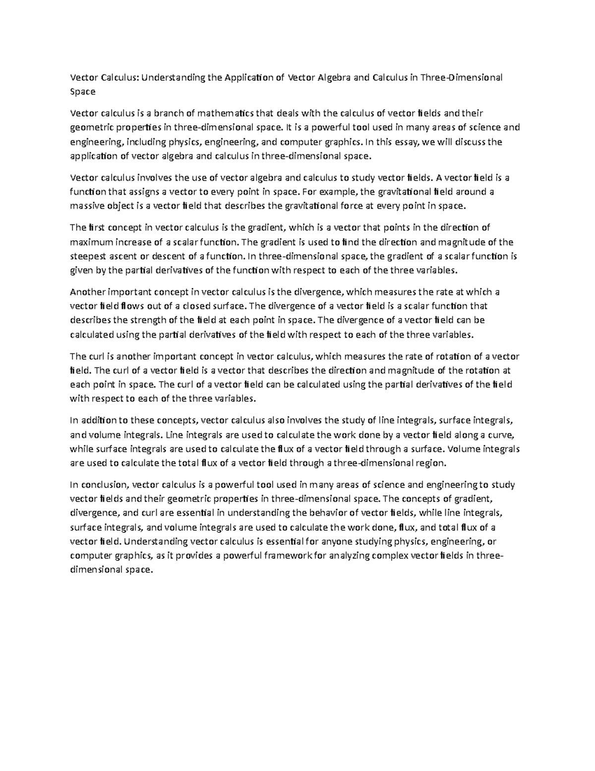 Vector Calculus - It is a powerful tool used in many areas of science ...