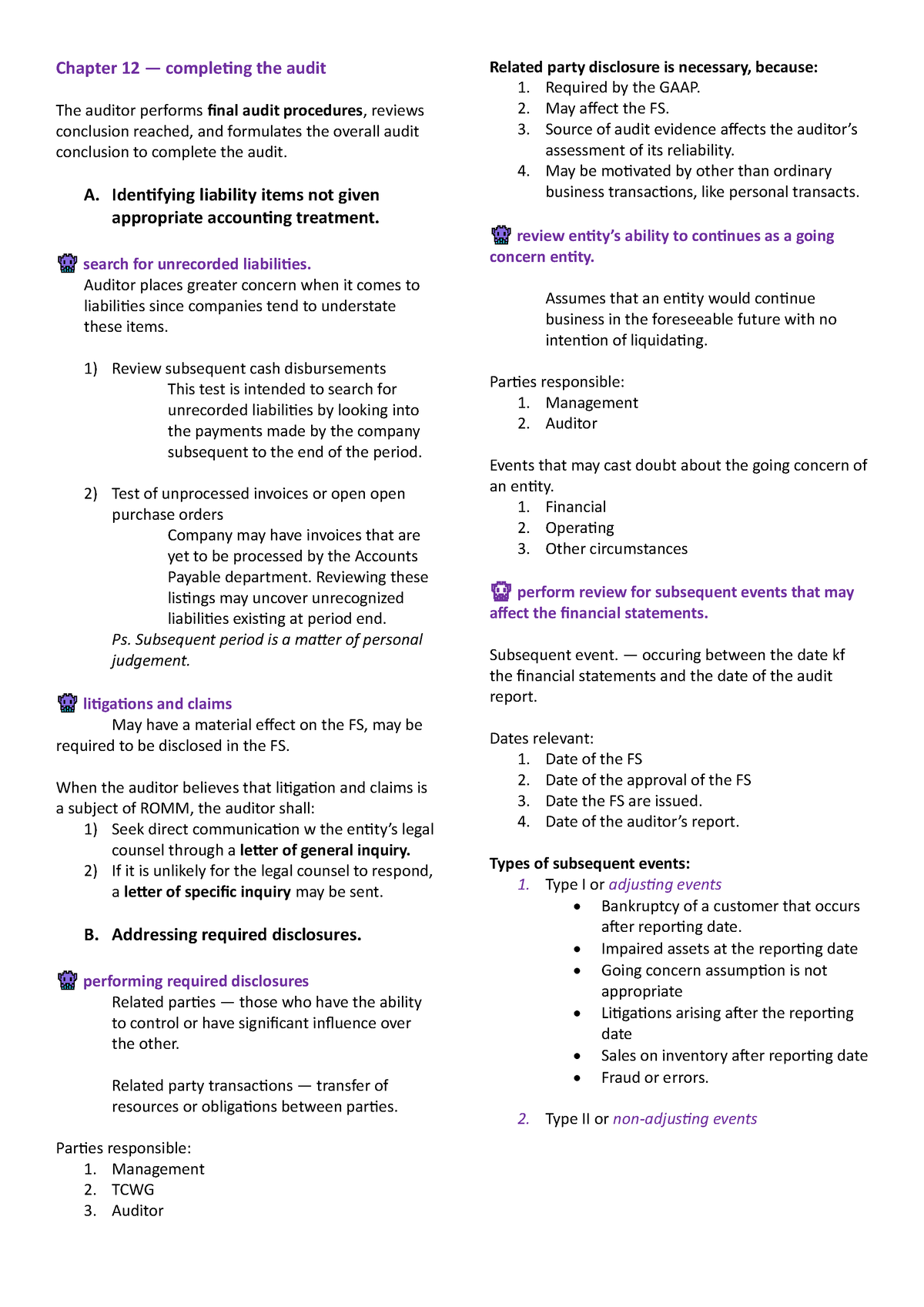 AAP — 12 & 13 - None - Chapter 12 — Completing The Audit The Auditor ...