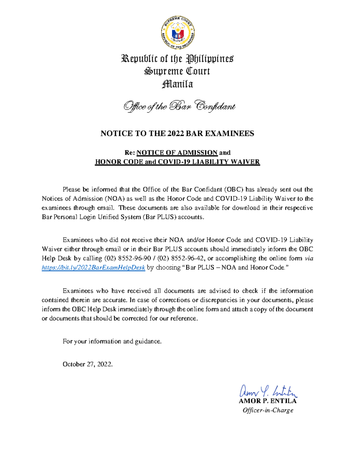 Bar20221 Bar20221 Republic of the Philippines Supreme Court