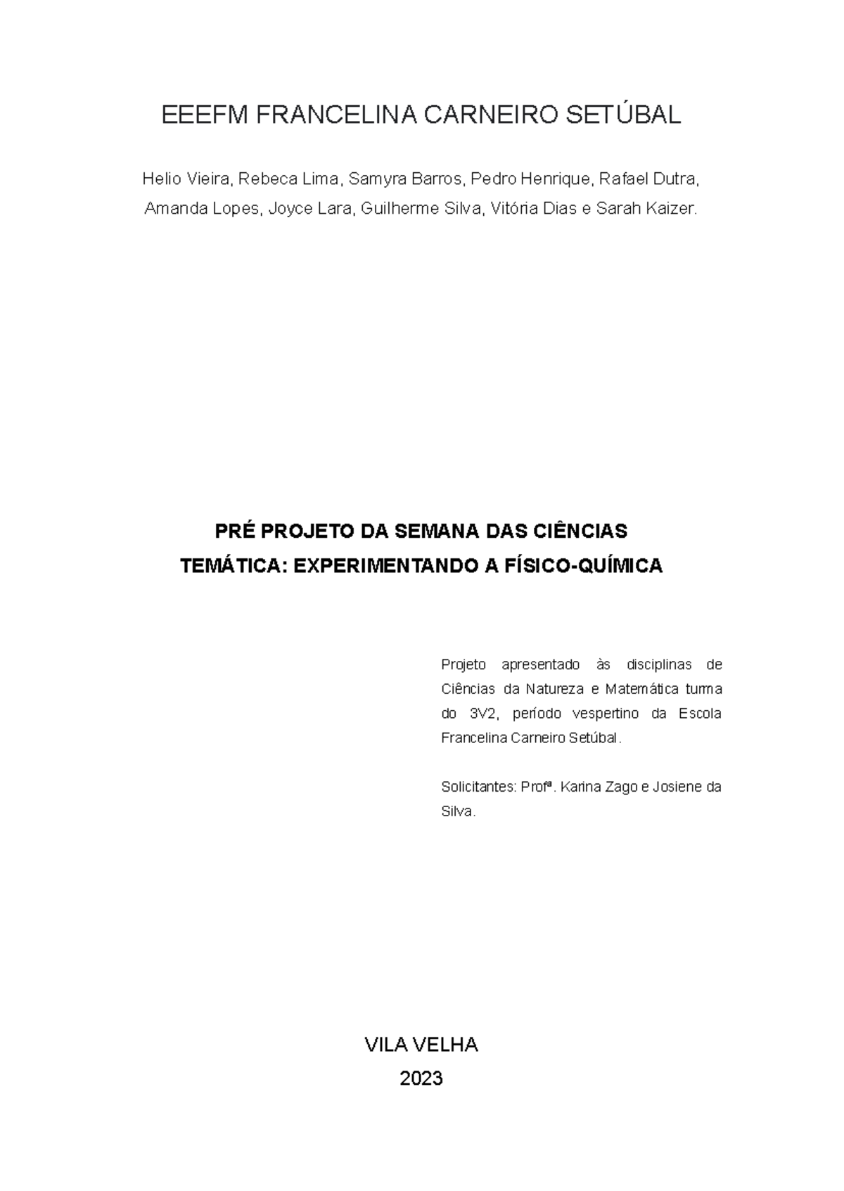 Trabalho da inter - EEEFM FRANCELINA CARNEIRO SETÚBAL Helio Vieira ...