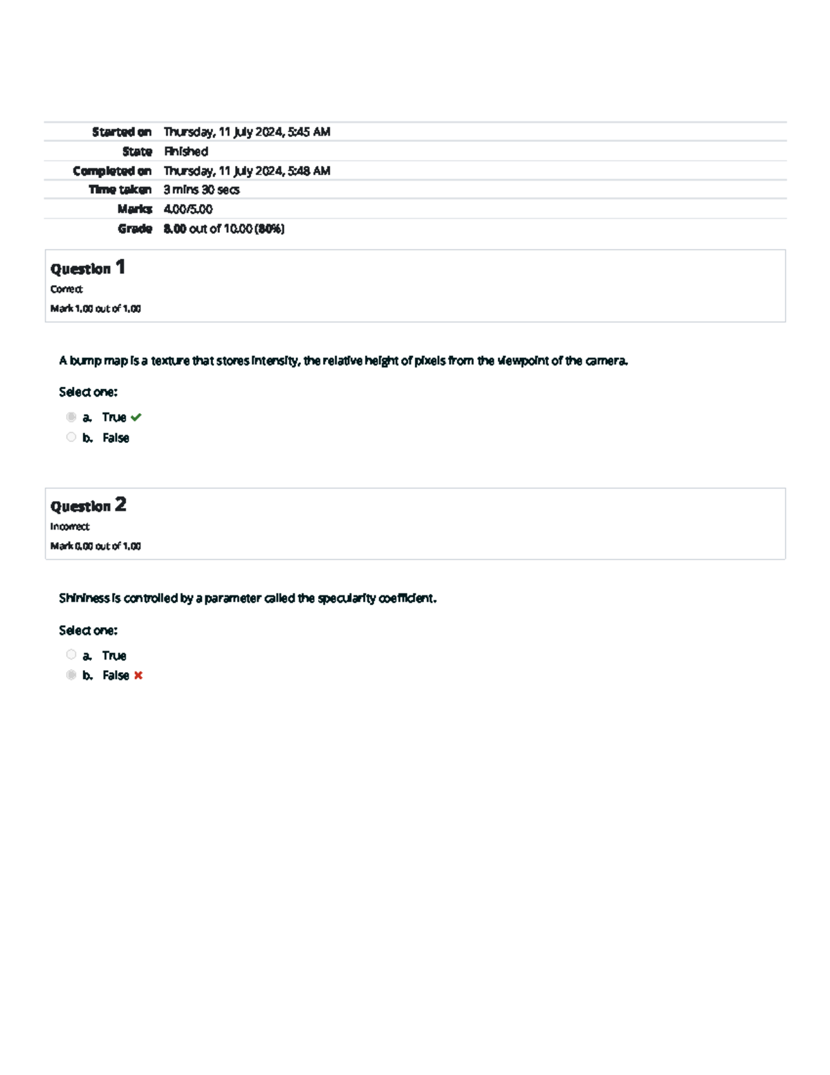 Self-Quiz Unit 4 - Self quiz unit for CS4406 - Started on Thursday, 11 ...