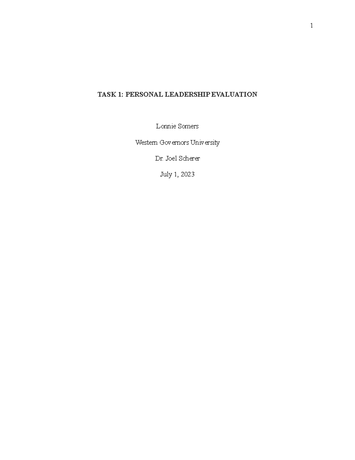 C200 TASK 1 Personal Leadership Evaluation - TASK 1: PERSONAL ...