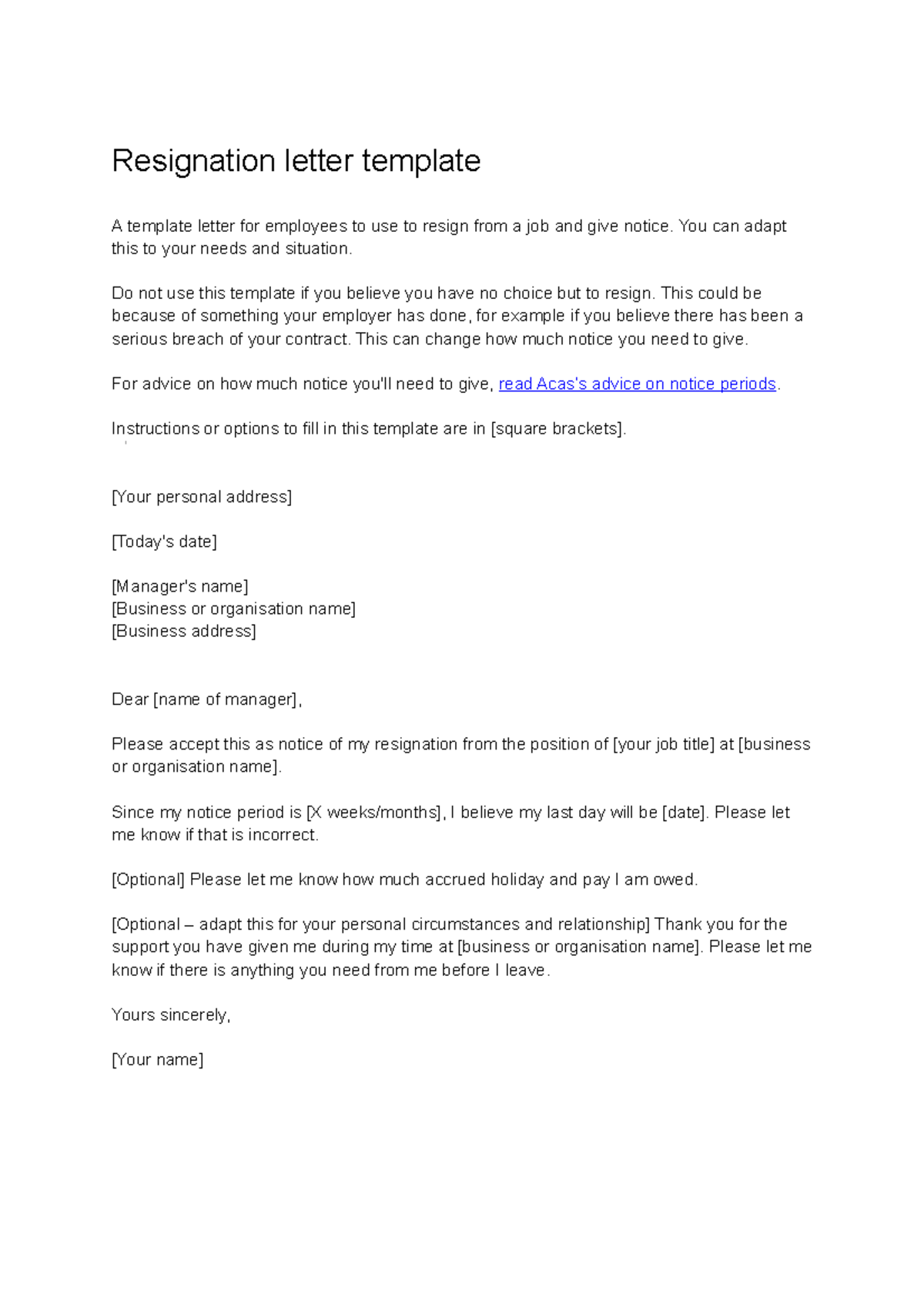 Resignation-letter-template 0 - Resignation letter template A template ...